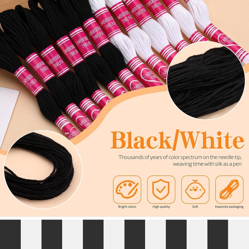 Dercuy Embroidery Floss,12 Skeins Black and White Embroidery Thread,Friendship Bracelet String for DIY Making,Embroidery Crafts - Image 5
